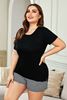 Immagine di PLUS SIZE SOLID T  SHIRT AND STRIPED SHORTS SET